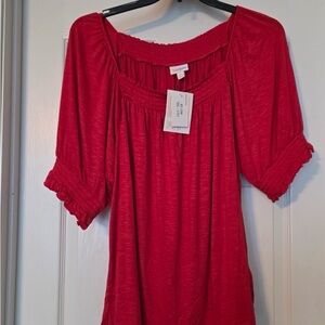 LuLaRoe Red Smocked Blouse